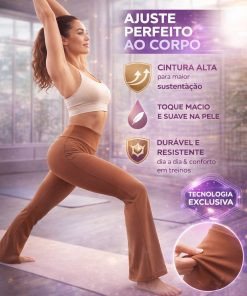 Alternative view of Calça Flare Esportiva Marrom Com Compressão M&C