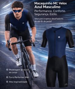 Alternative view of Macaquinho de Ciclismo Masculino Velox Azul Mauro Ribeiro