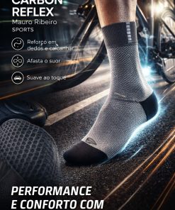 Alternative view of Meia de Ciclismo Carbon Reflex Chumbo Mauro Ribeiro Sports