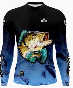 Camisa Esportiva Infantil +UV50 Tucunaré Preta Azul King