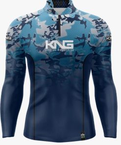 Camisa Esportiva Unissex+UV50 Camuflado Azul King