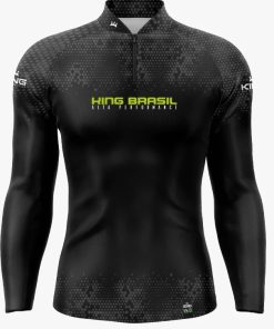 Camisa Esportiva Unissex+UV50 Preta Degradê King