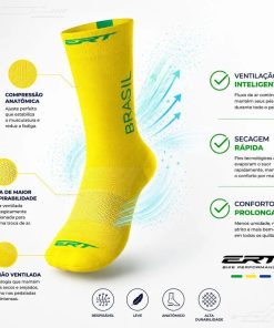 Alternative view of Meia De Ciclismo Unissex Brasil Amarela Total Ert