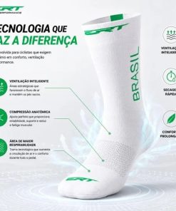 Alternative view of Meia De Ciclismo Unissex Brasil Branco Total Ert