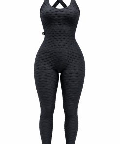 Macacão Fitness Academia Zero Transparência Jaquard Preto M&C